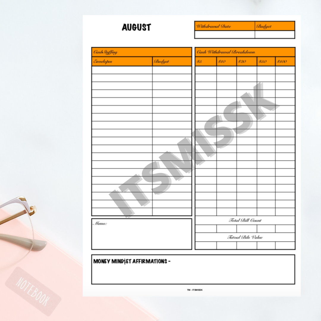 BUDGET SHEET - CASH STUFFING EDITION (INSTANT DOWNLOAD)