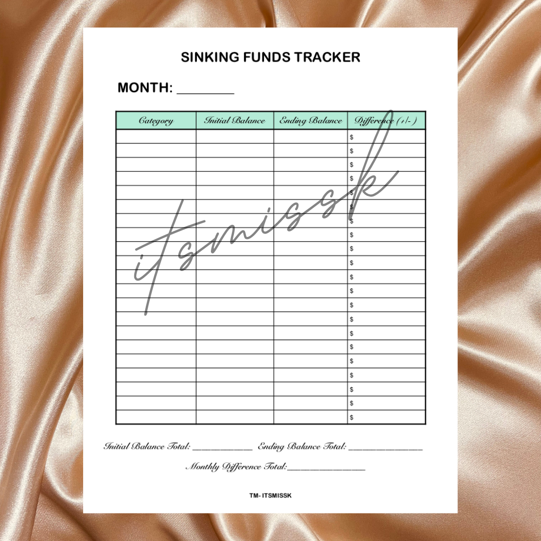 MONTHLY SINKING FUNDS TRACKER (INSTANT DOWNLOAD)