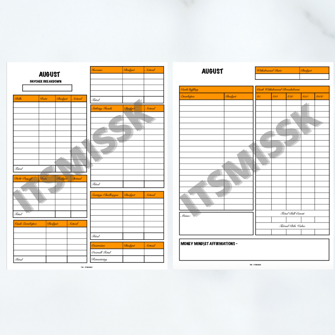 BUDGET SHEET - CASH STUFFING EDITION (INSTANT DOWNLOAD)