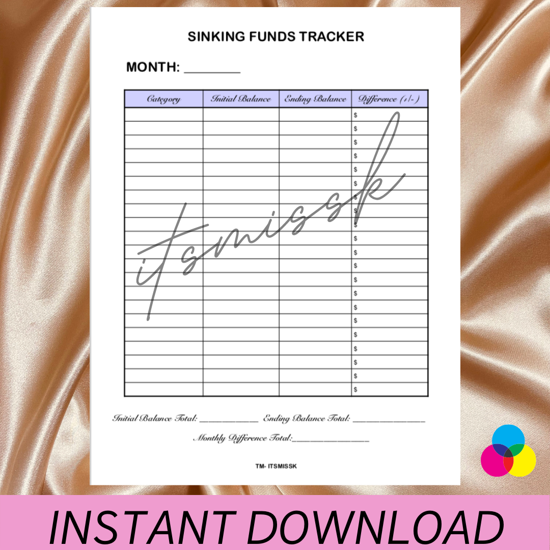 MONTHLY SINKING FUNDS TRACKER (INSTANT DOWNLOAD)